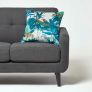 Teal Jungle & Parrot Velvet Filled Cushion 46 x 46 cm