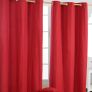 Cotton Plain Red Ready Made Eyelet Curtain Pair