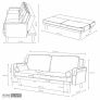 Stanley Velvet Click Clack Sofa Bed with Armrests, Navy