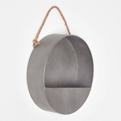 Medium Round Metal Hanging Wall Planter, 30 cm