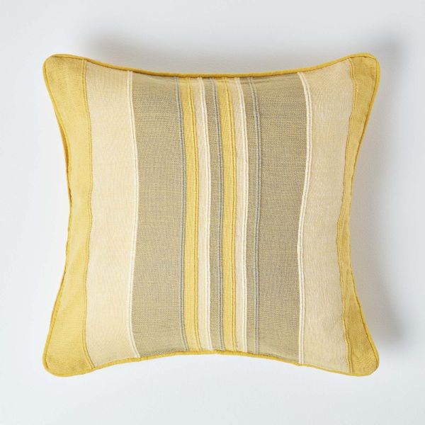 Cotton Striped Yellow Cushion Cover Morocco
