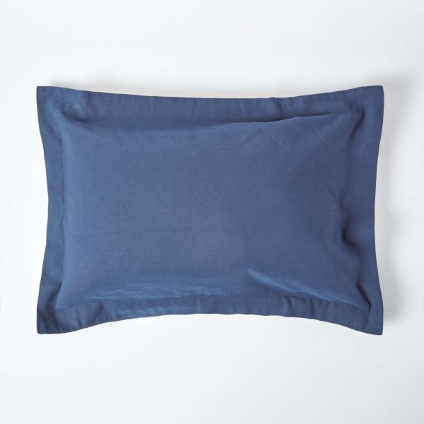 Navy Blue Linen Oxford Pillowcase, Standard