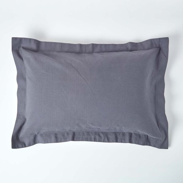 Dark Grey Linen Oxford Pillowcase, Standard