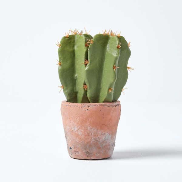 Small Artificial Cactus in Terracotta Pot, 17cm Tall