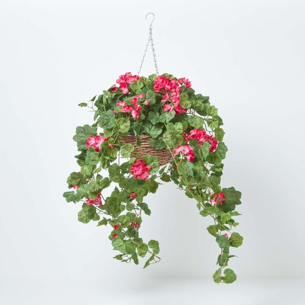 Large Pink Geranium Hanging Basket, 100 cm