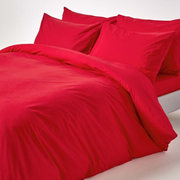 Red Egyptian Cotton Duvet Cover with Pillowcases 200 Thread count