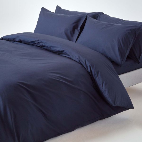 Navy Blue Egyptian Cotton Duvet Cover with Pillowcases 200 TC, King