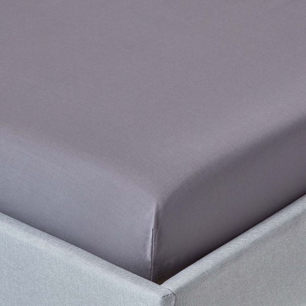 Dark Grey Egyptian Cotton Fitted Sheet 200 TC, Single