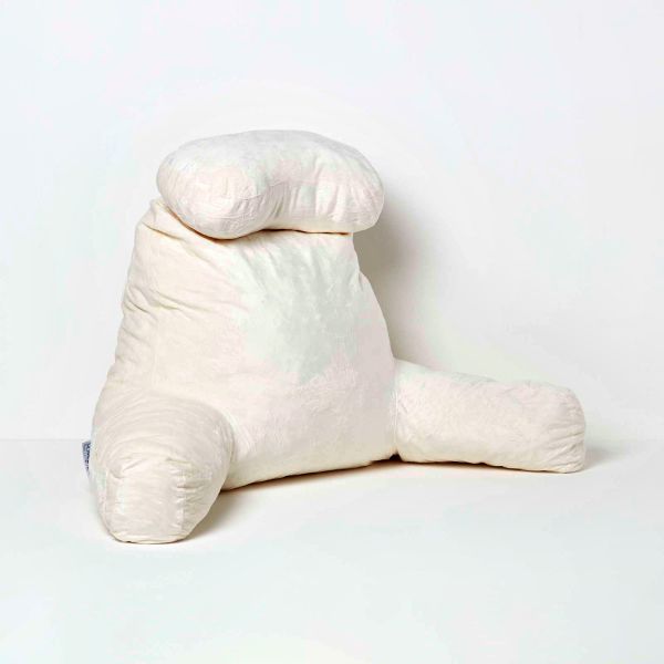 Natural Reading Pillow Memory Foam Filling & Velvet Cover, Extra Large
