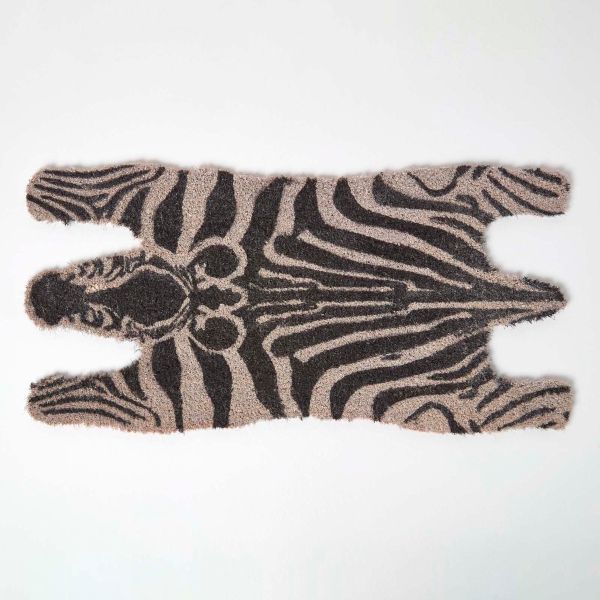 Zebra Shaped Coir Animal Print Non-Slip Doormat