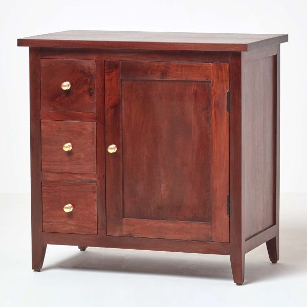 Groove Dark Shade Solid Mango Wood Small Sideboard with Drawers