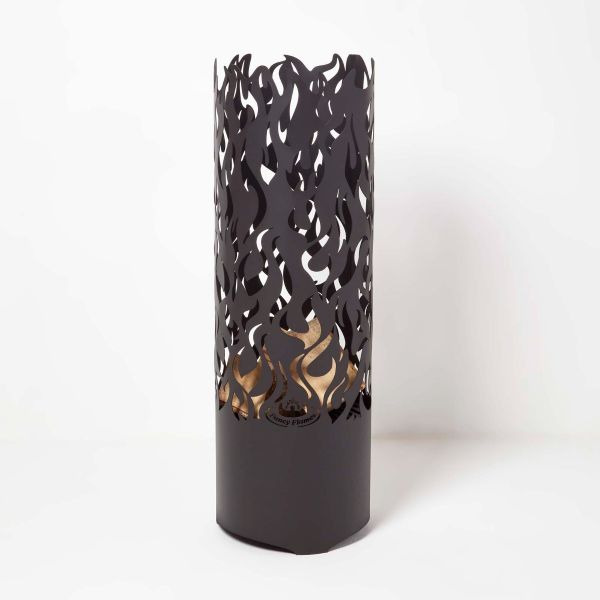 Large Black Fire Drum with Laser Cut Design, 1.2m Tall