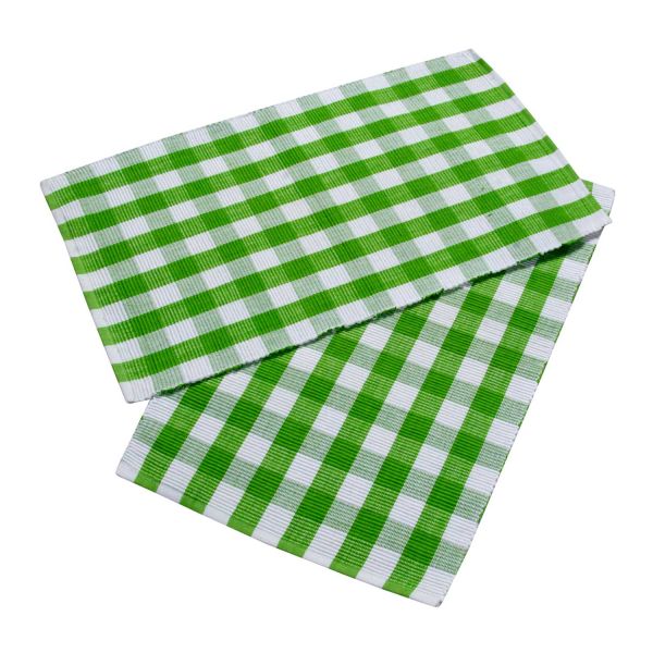 Green Block Check Cotton Gingham Placemats, Set of 2