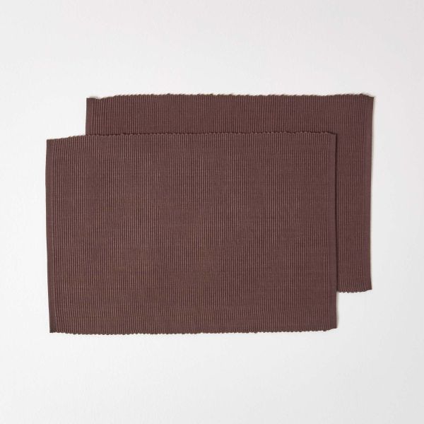 Cotton Plain Chocolate Pack of 2 Placemats