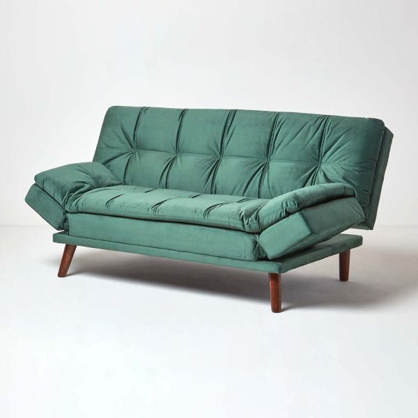 Bailey Velvet Sofa Bed with Armrests, Dark Green