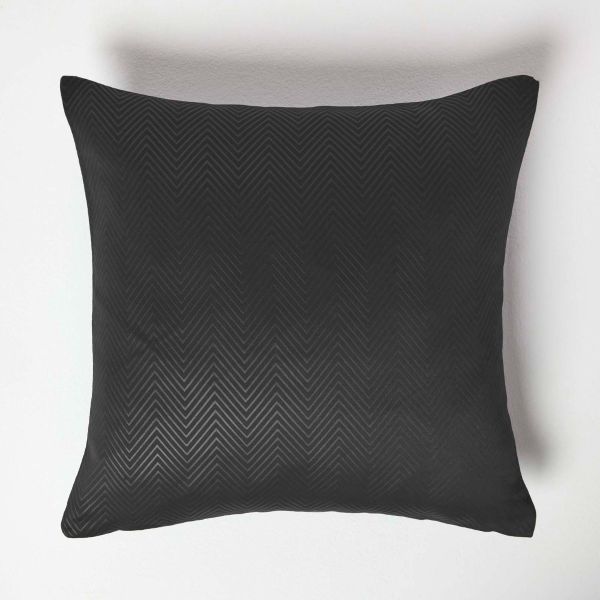 Black Herringbone Chevron Cushion Cover
