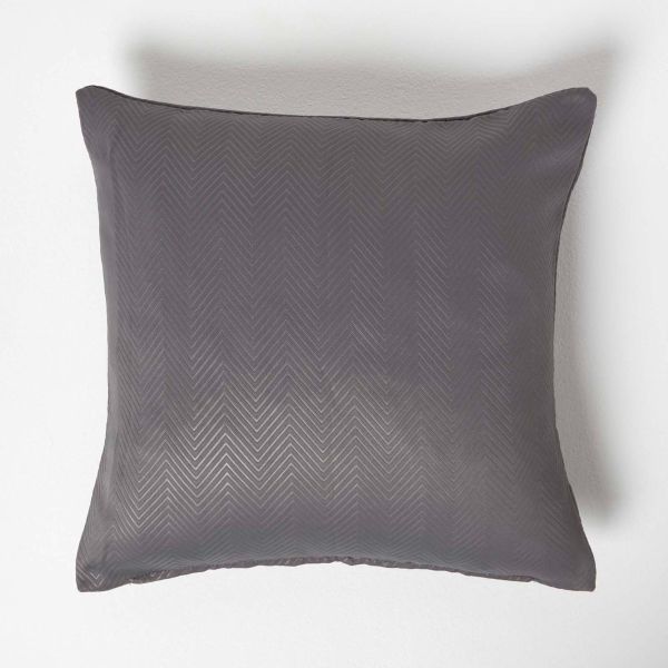 Dark Grey Herringbone Chevron Cushion Cover