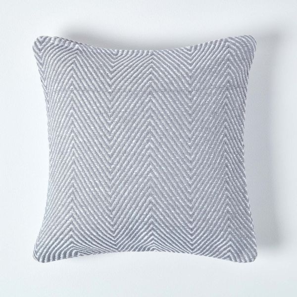 Cotton Grey Halden Chevron Cushion Cover