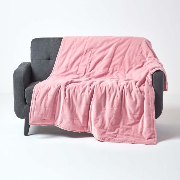 Pink Velvet Quilted Throw