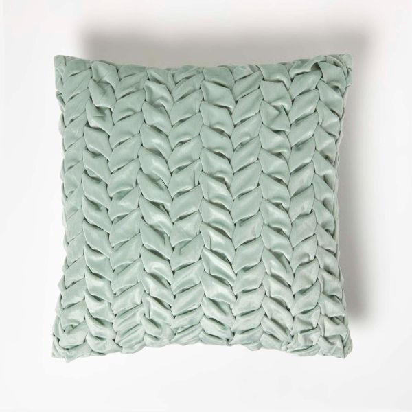 Grace Pleated Green Velvet Cushion