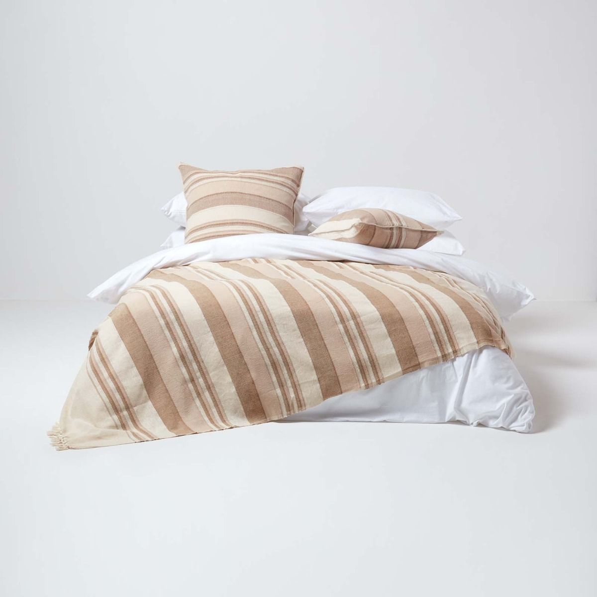 Belle Living Artemis Couvre-lit de qualité supérieure 200 x 250 cm idéal pour le lit et le canapé avec des franges faites à la main 100 /% coton