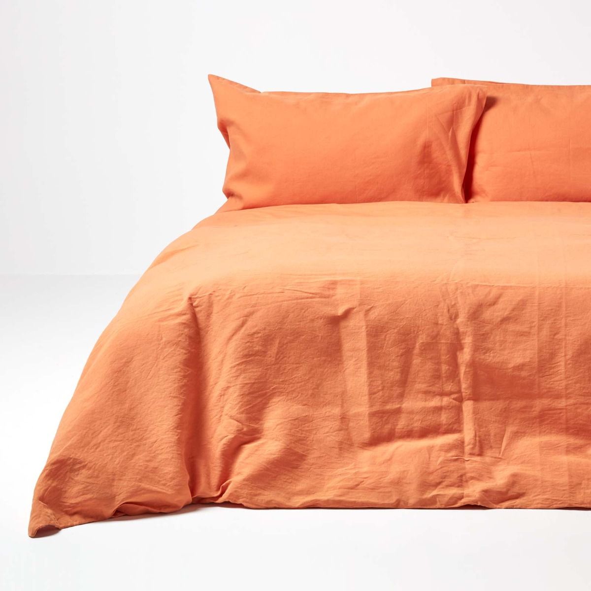 Burnt Orange European Linen Duvet Cover Set, Solid Orange Duvet Cover