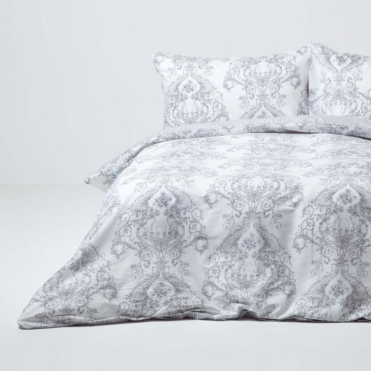 Grey French Toile Patterned Duvet Cover Set, French Duvet Covers