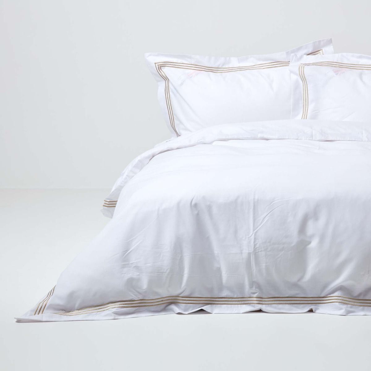 Plain White Duvet Cover Set With Gold, Grey And Gold Duvet Cover