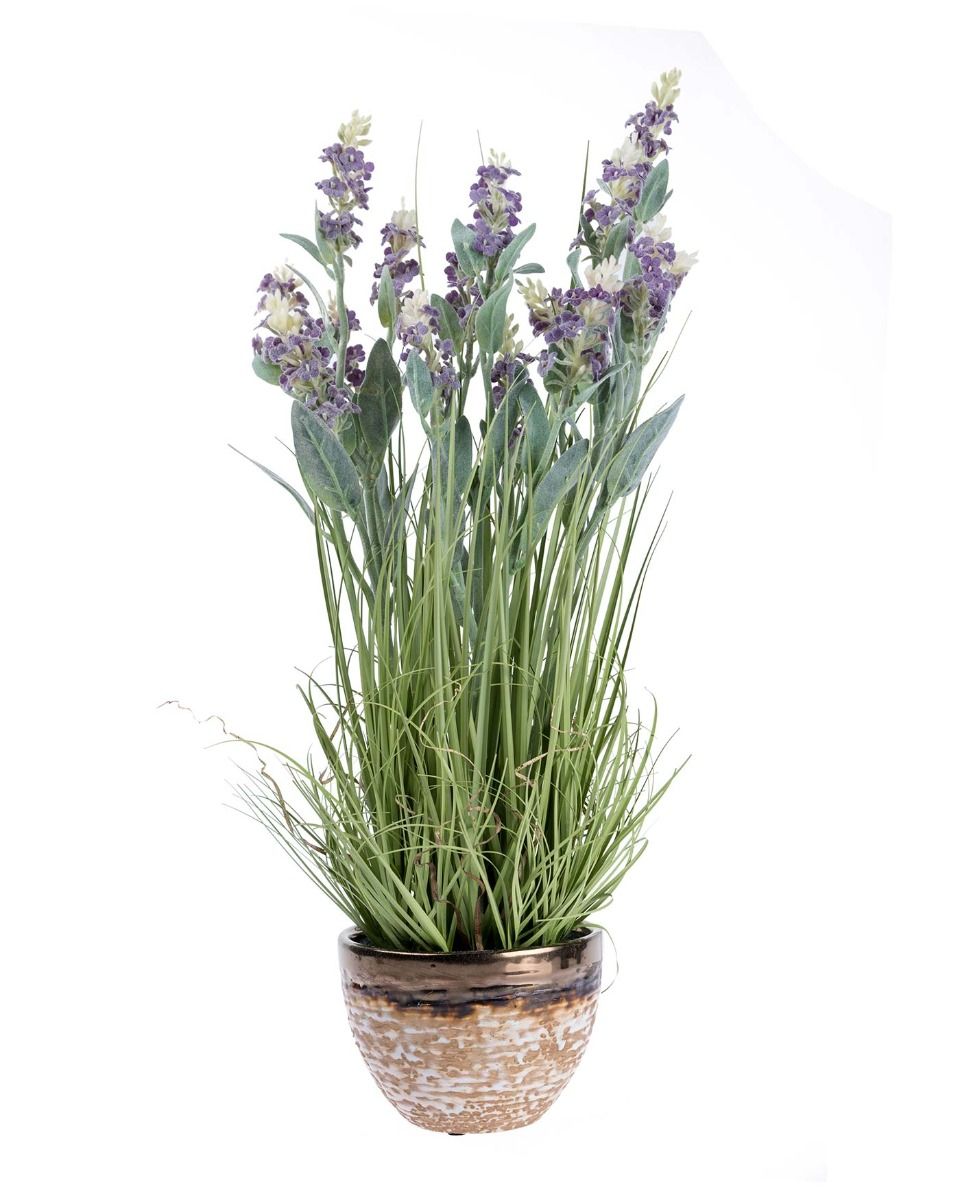 Lavendel im Topf fliederfarben Kunstblume Seidenblumen künstliche Pflanze Deko 