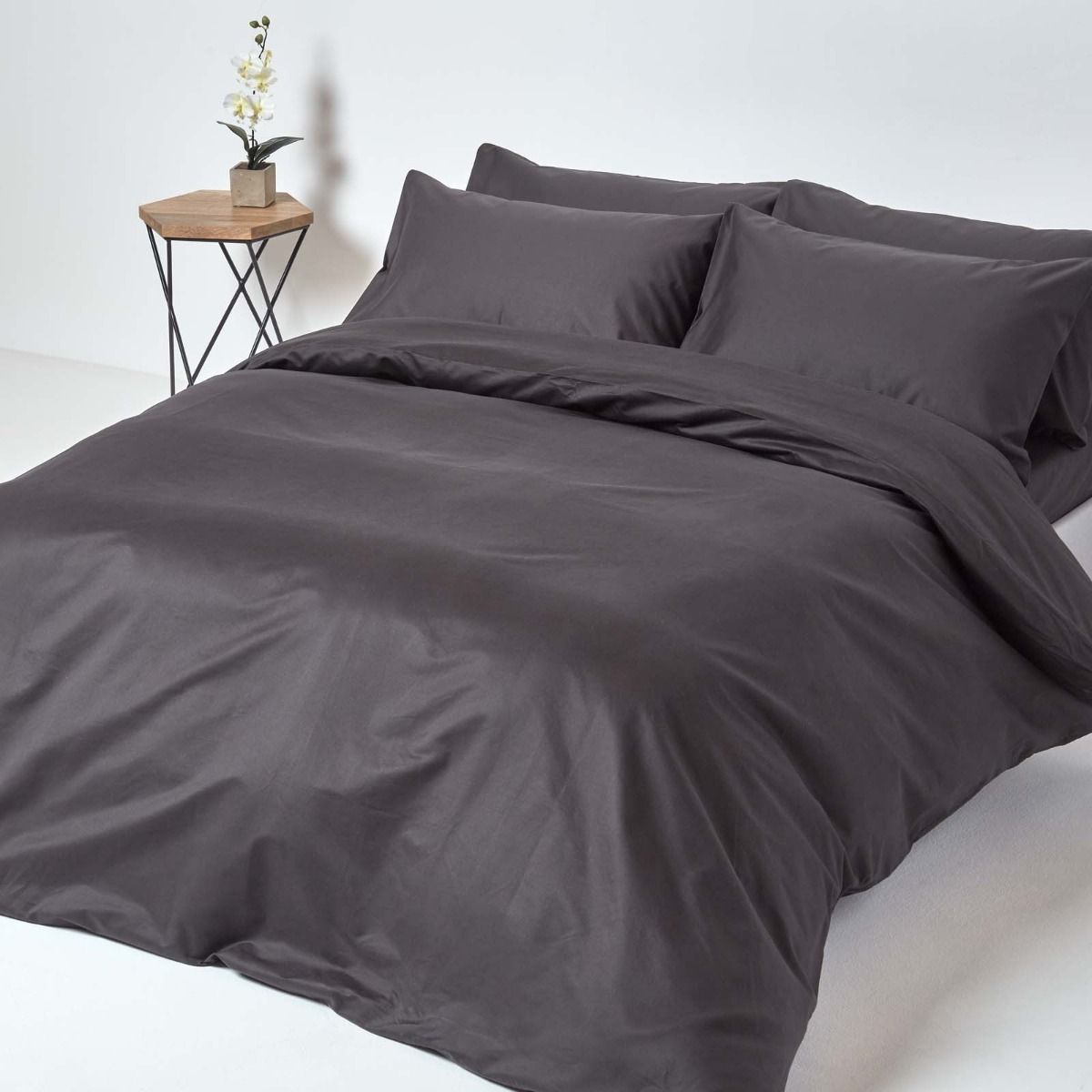 Dark Charcoal Grey Egyptian Cotton, Solid Grey Duvet Cover