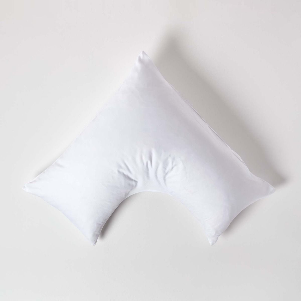 Soft Feel Easy Care Poly-Cotton Covers For Orthopedic // Pregnancy // Nursing Pillow Pack of 2 Grace Home Plain V Shaped Pillowcases White