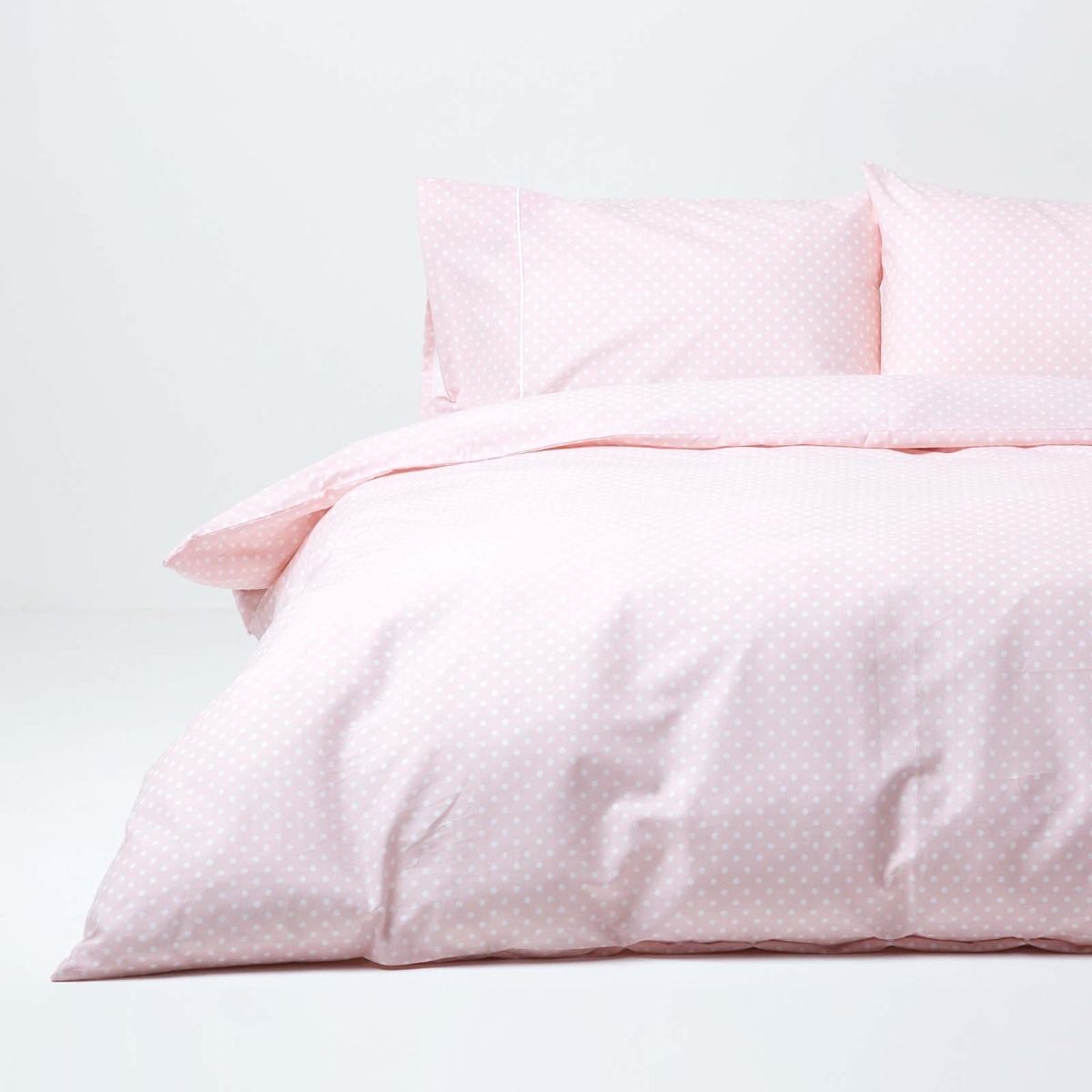 Pink Polka Dot 100 Cotton Duvet Cover Set, Solid Pink Duvet Cover