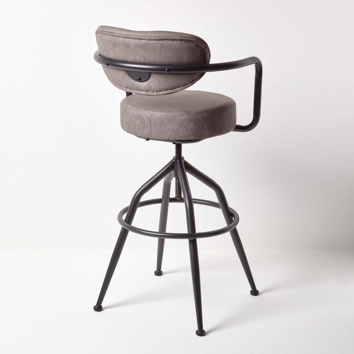 Rochester Leather Bar Stool Grey, Rochester Bar Stools