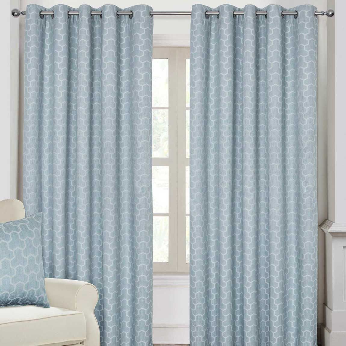 Curtina Feather Jacquard Eyelet Lined Curtains 
