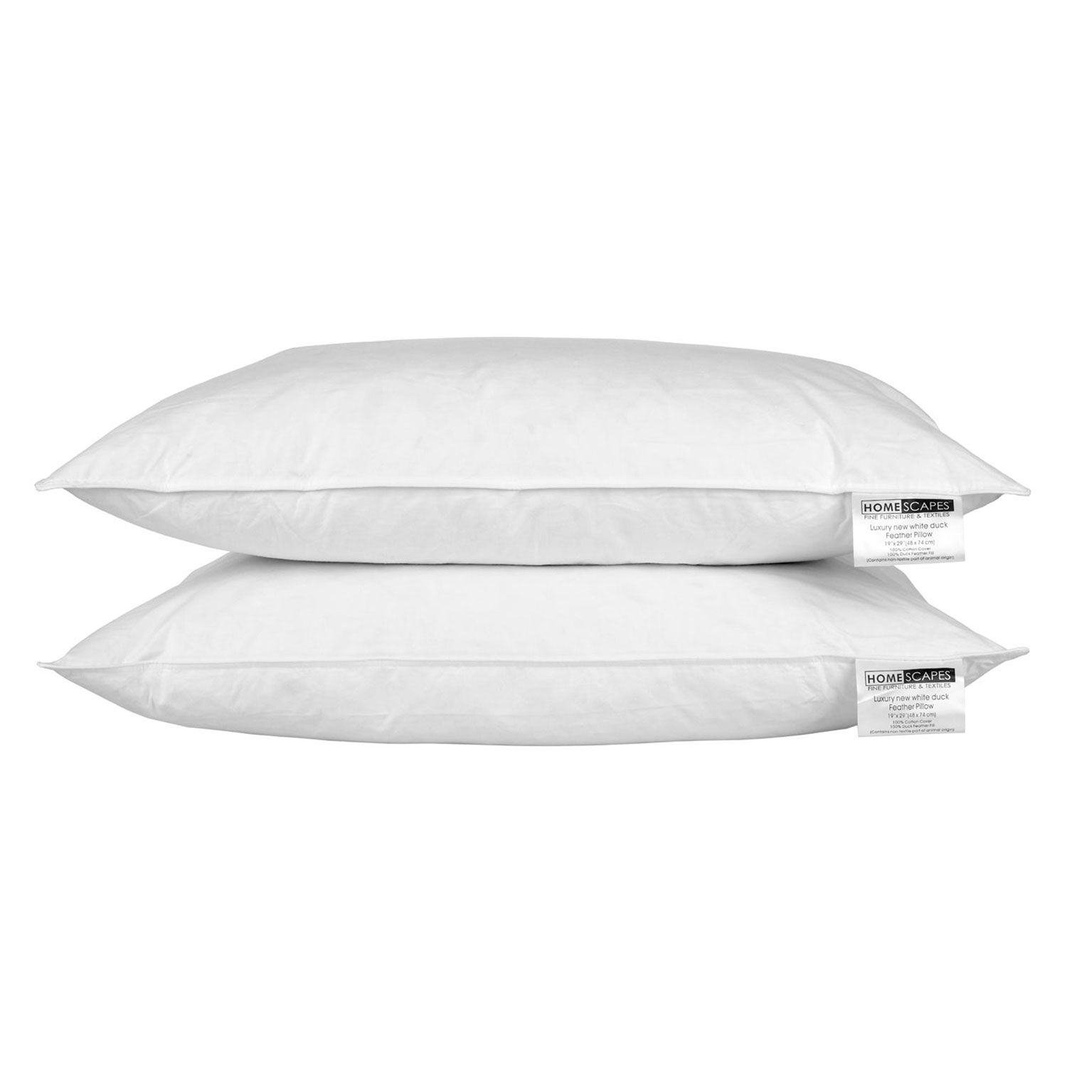 Duck Feather Jumbo Extra Filled Large Pillow 100cm x 80cm White pillowcase 