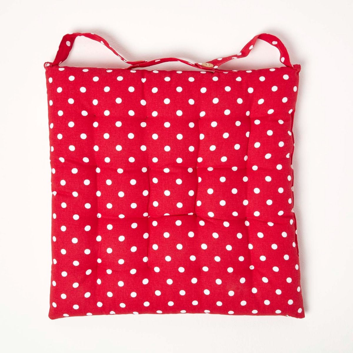 Red Polka Dot Seat Pad With On, Polka Dot Dining Chair Cushions