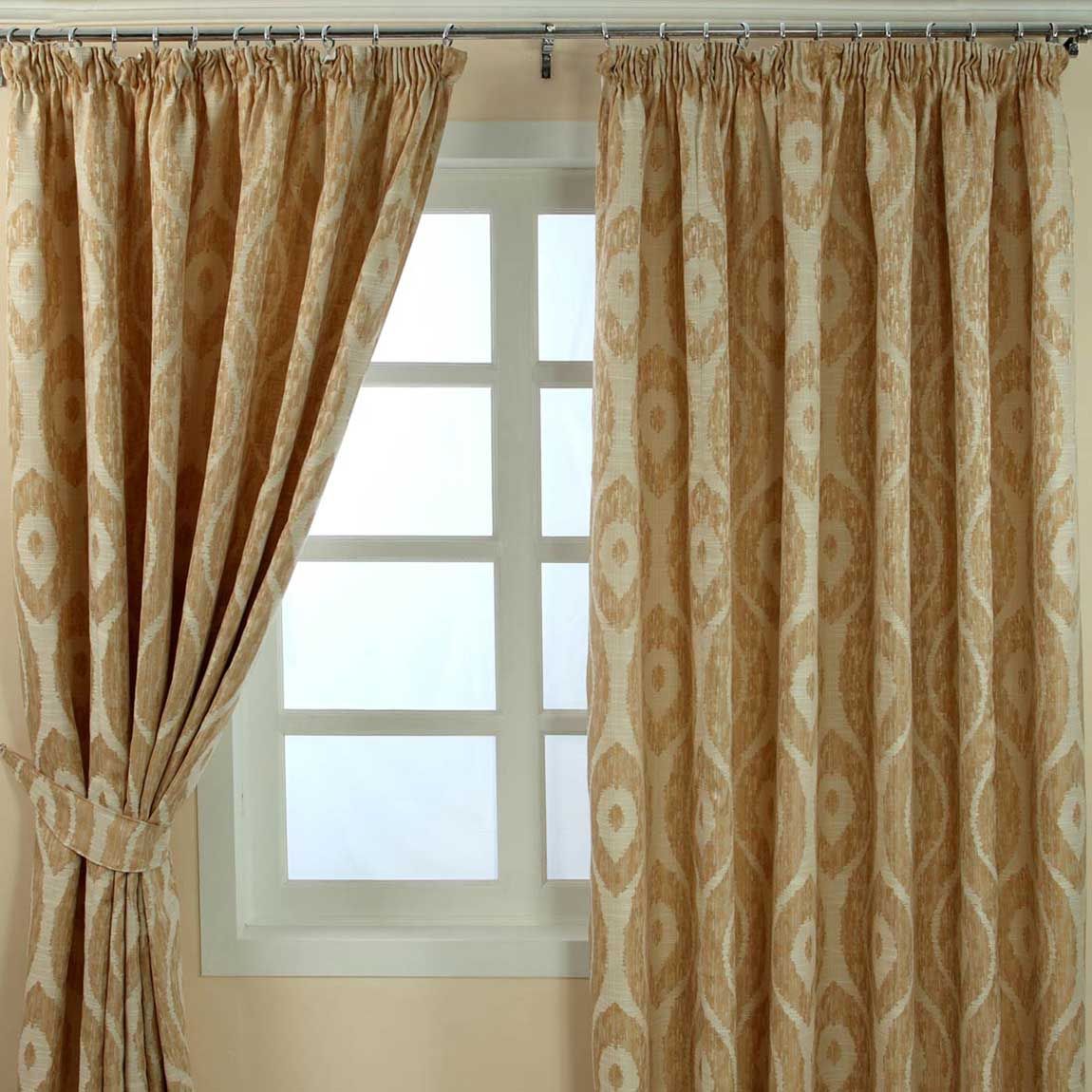 ZIG ZAG CHEVRON BROWN BEIGE CREAM FULLY LINED RING TOP CURTAINS *7 SIZES* 