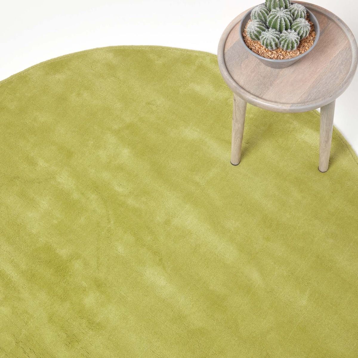Hand Tufted Plain Cotton Green Large, Green Round Rug