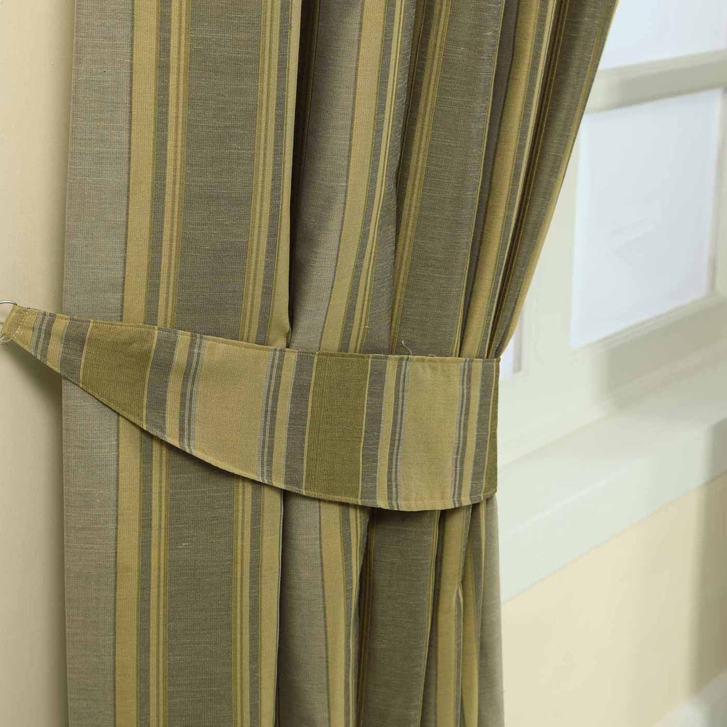 Gold Modern Stripe Jacquard Curtain Tie Back Pair