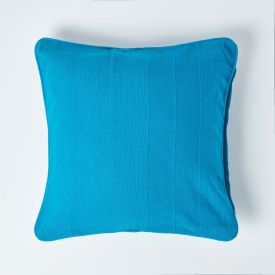 Cotton Rajput Ribbed Teal Cushion Cover, 45 x 45 cm