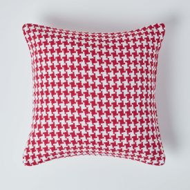 Houndstooth 100% Cotton Cushion Cover Red, 60 x 60 cm