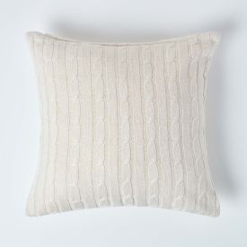 Cotton Cable Knit Natural Cushion Cover, 45 x 45 cm
