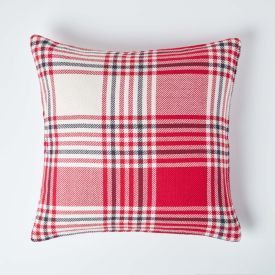 Red Tartan Pattern Cushion Cover