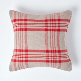 Grey & Red Tartan Pattern Cushion Cover Cover