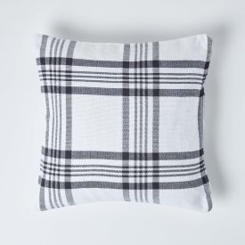 White & Black Tartan Pattern Cushion Cover