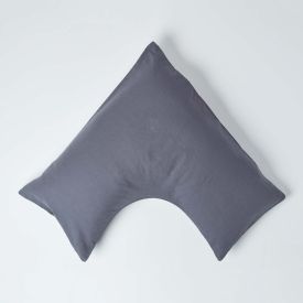 Dark Grey Linen V Shaped Pillowcase