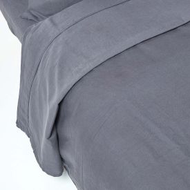 Dark Grey Linen Flat Sheet