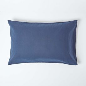 Navy Blue Linen Housewife Pillowcase, Standard