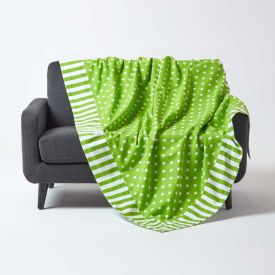 Cotton Stars and Stripes Decorative Green Sofa Throw 