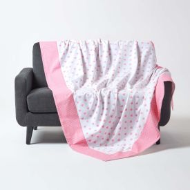 Cotton Pink Heart Decorative Sofa Throw
